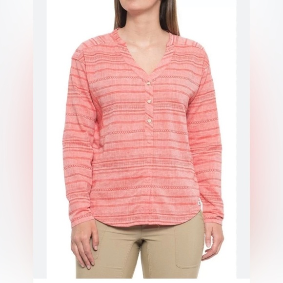 MOUNTAIN HARDWARE Palisade Long Sleeve Cotton/Linen Blend Top Size Medium - Picture 1 of 16